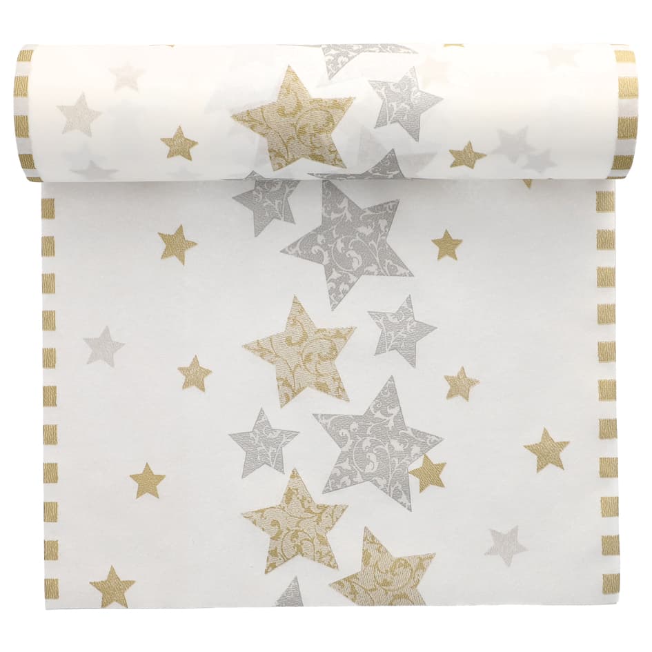 Papstar Weihnachts-Tischläufer , Stardust, , Creme