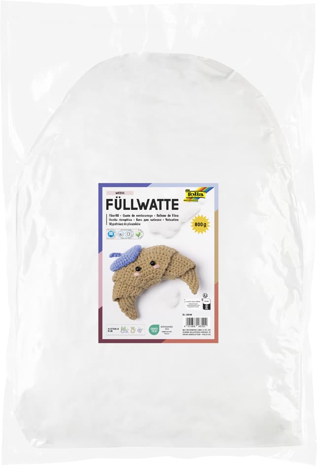 Folia Bastelwatte / Füllwatte, Weiß, 800 G