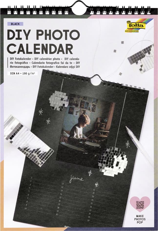 Folia Kreativ-Wandkalender, Din A4, Schwarz