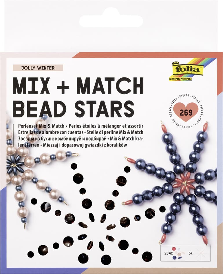 Folia Perlensterne-Set Mix & Match Jolly Winter, 269-Teilig