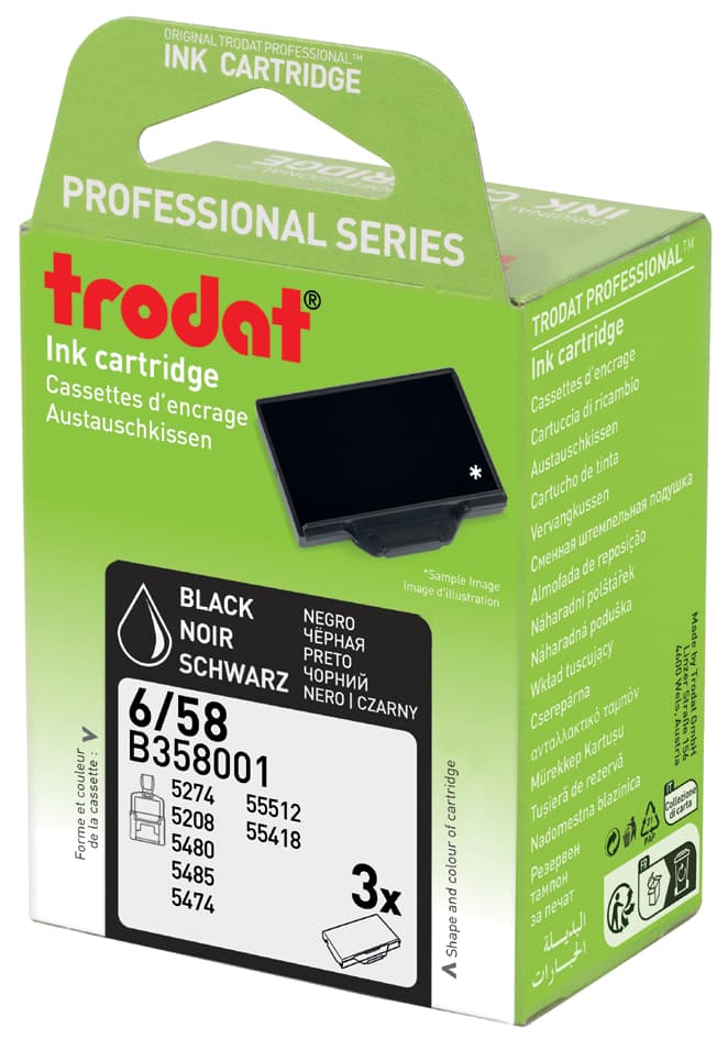 Trodat Ersatzstempelkissen 6/50/Sb, Schwarz, 3er Pack