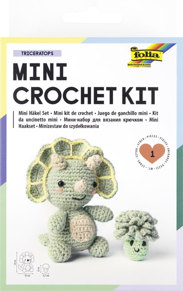 Folia Mini-Häkelset , Triceratops, , Dinosaurier-Motiv
