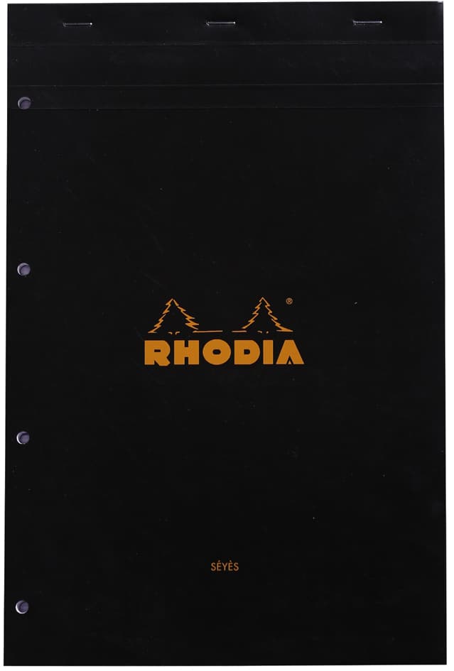 Rhodia Notizblock No. 20, Din A4+, Franz. Lineatur, Schwarz
