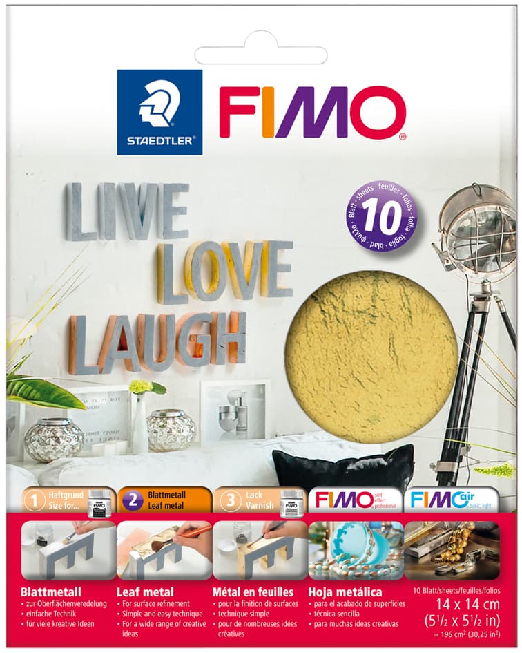 Fimo Blattmetall, Gold, 10 Blatt
