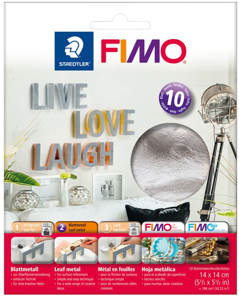 Fimo Blattmetall, Silber, 10 Blatt