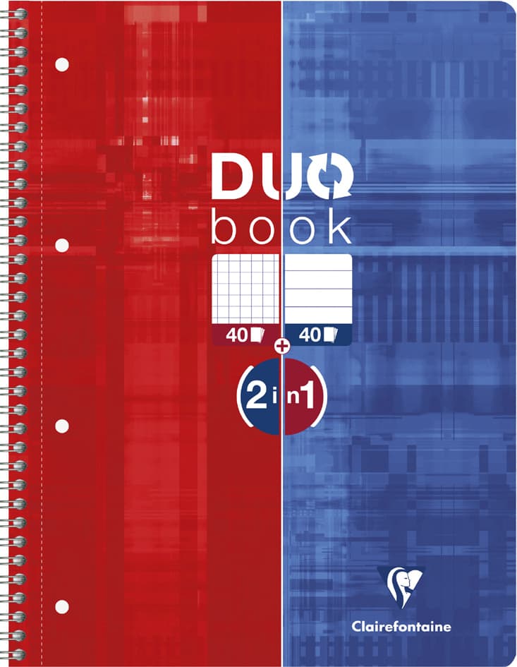 Clairefontaine Collegeblock Duobook, Din A4+,Kariert/Liniert