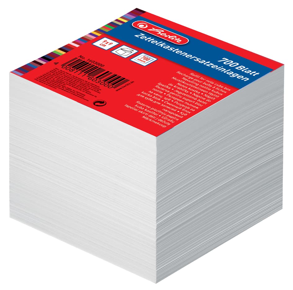 Herlitz Zettelboxeinlagen, 90 X 90 Mm, Weiß