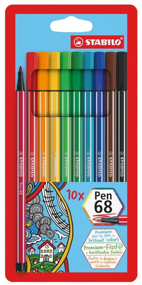 Stabilo Fasermaler Pen 68, 12er Kartonetui
