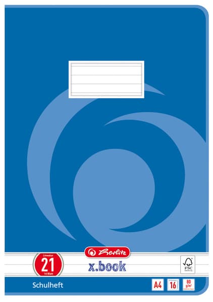 Herlitz Schulheft X.Book, Din A4, Lineatur 38 / Kariert