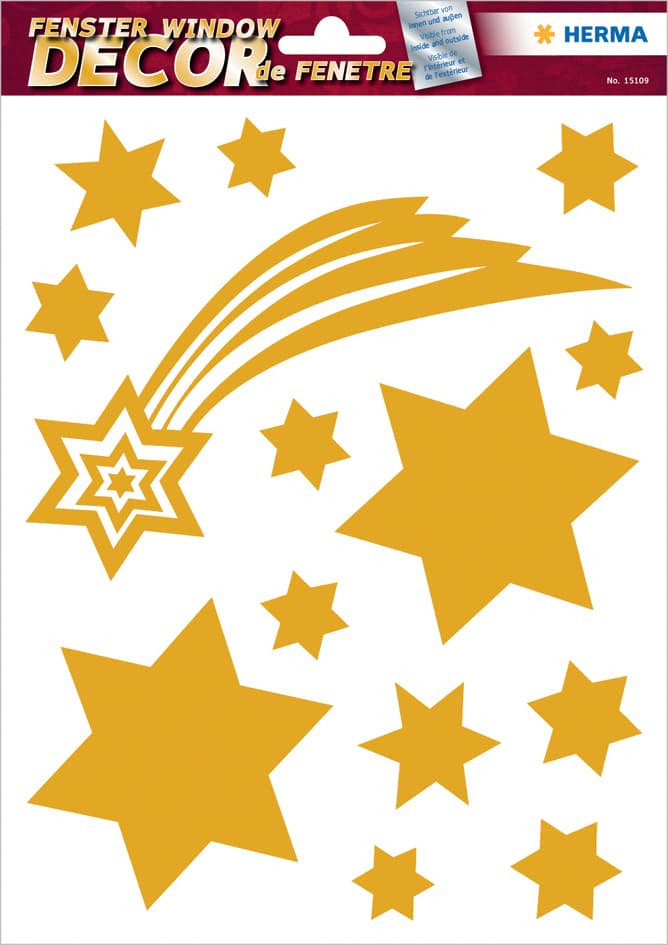 Herma Weihnachts-Fensterbild , Sterne, , Gold