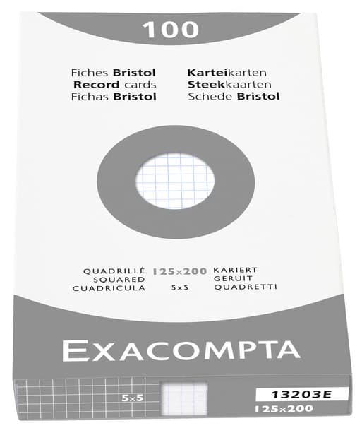 Exacompta Karteikarten, 125 X 200 Mm, Kariert, Weiß