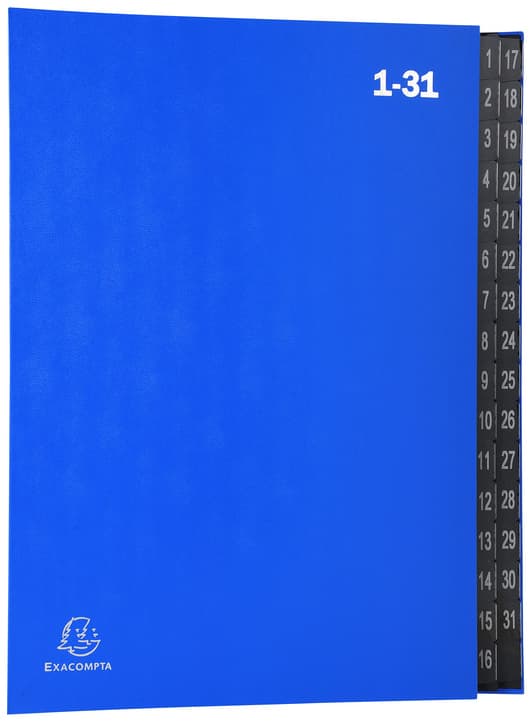 Exacompta Pultordner, Din A4, 1-31, 32 Fächer, Blau