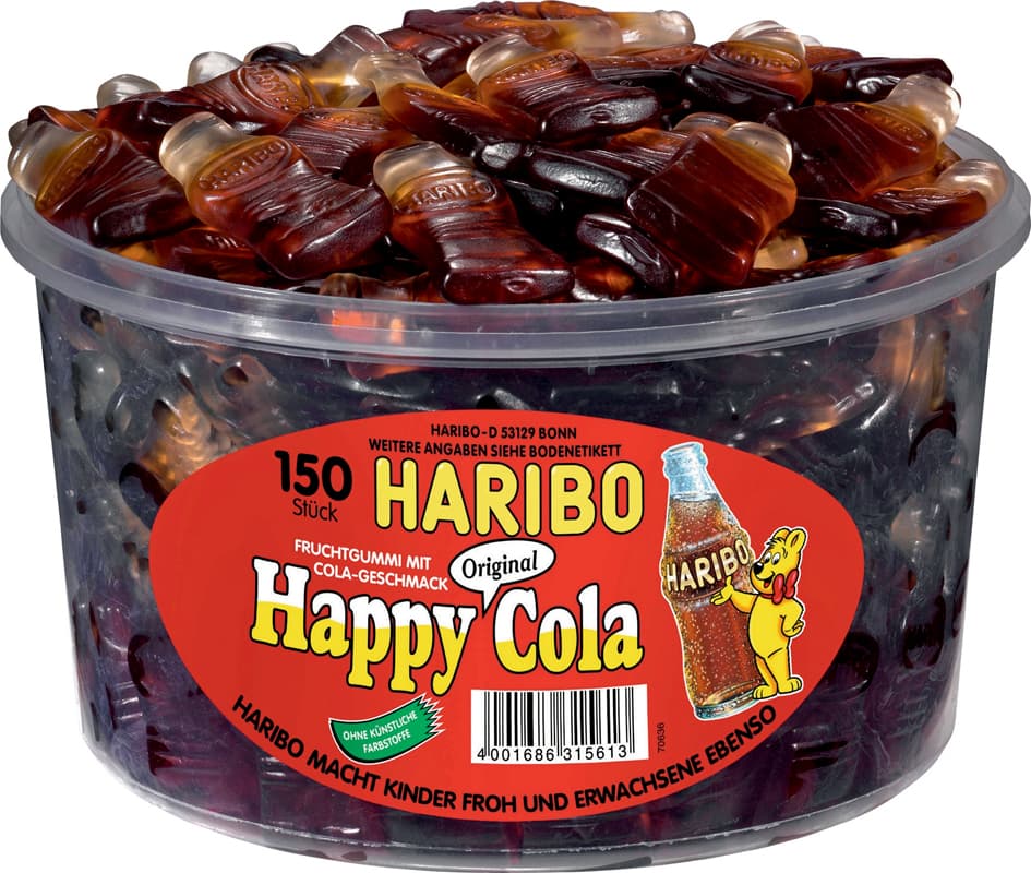 Haribo Fruchtgummi Happy Cola, 150er Runddose