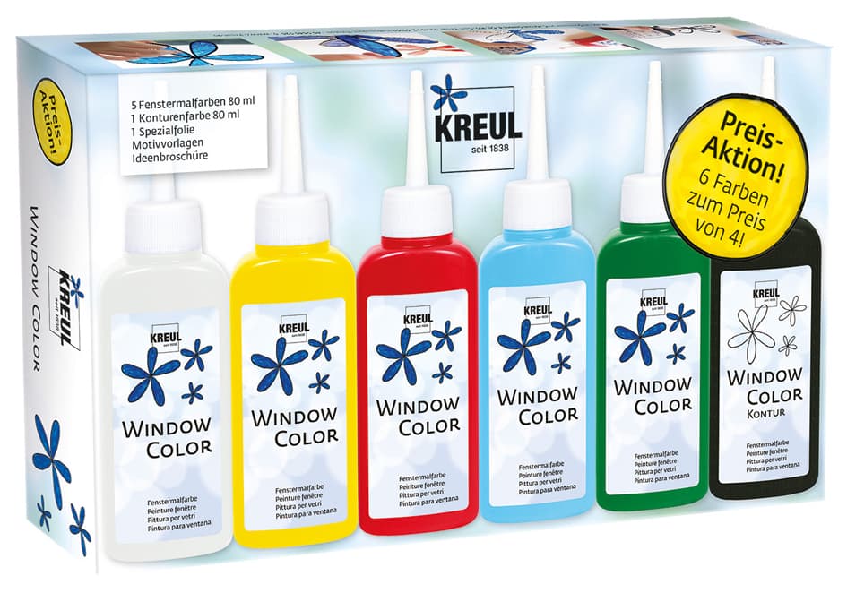 Kreul Window Color Aktions-Set, 6 X 80 Ml