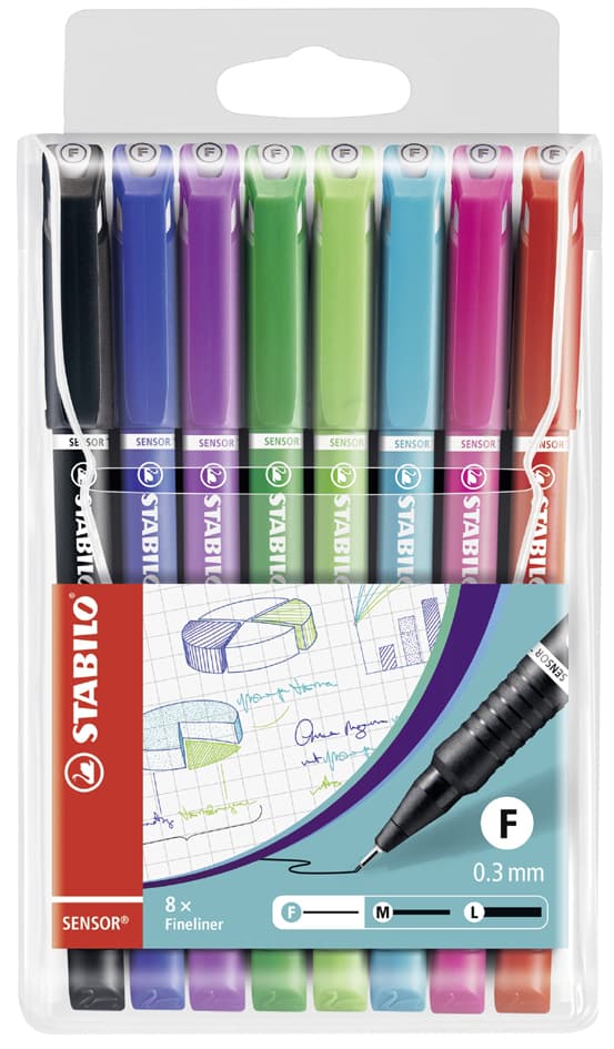 Stabilo Fineliner Sensor Fein, 8er Kunststoffetui