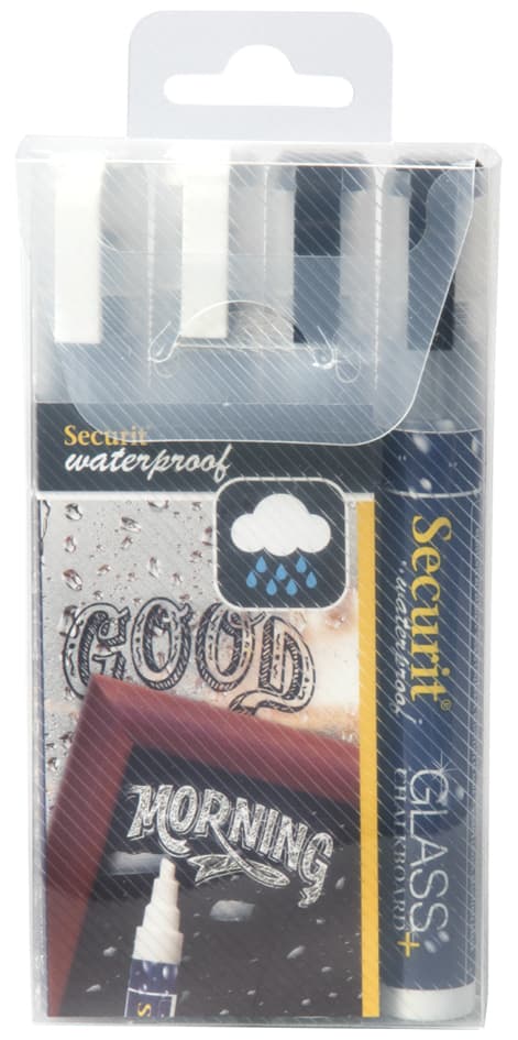 Securit Kreidemarker Waterproof Medium, 4er Etui