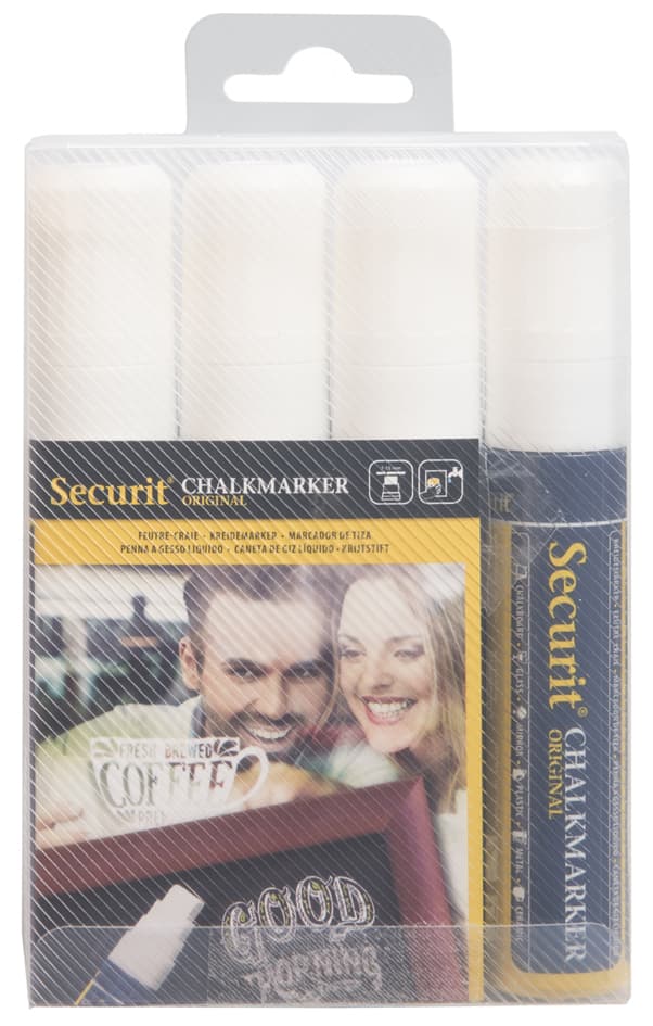Securit Kreidemarker Original Large, 4er Etui, Weiß