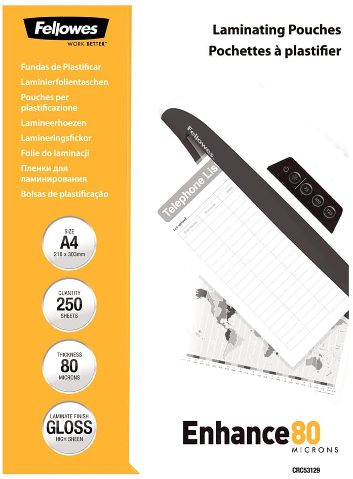Fellowes Laminierfolientasche, Din A4, 160 Mic, Value Pack