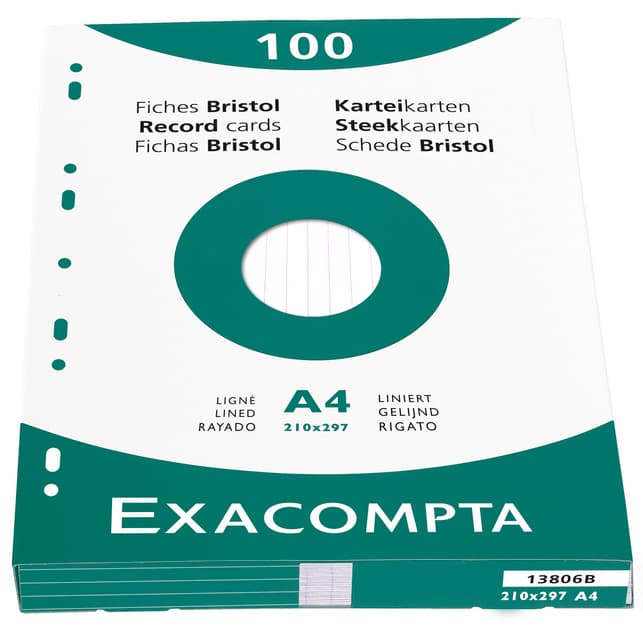 Exacompta Karteikarten, Din A4, Blanko, Rosa