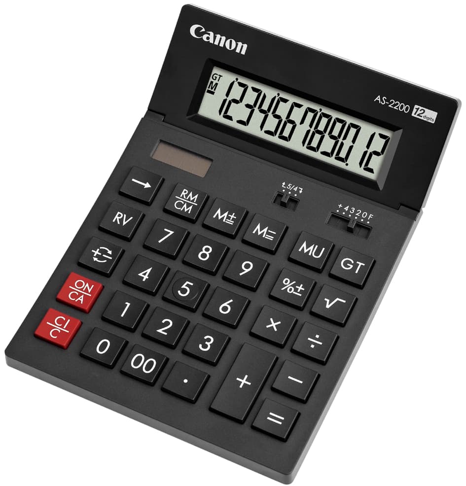 Canon Tischrechner As-2200, Solar-/ Batteriebetrieb