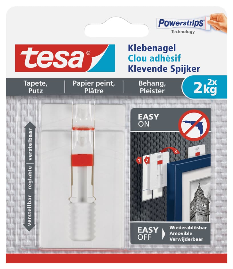 Tesa Powerstrips Klebenagel Für Tapeten Und Putz, 2,0 Kg