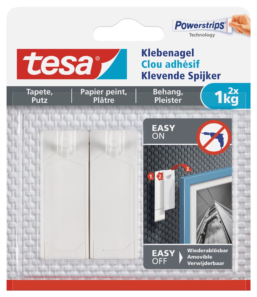 Tesa Powerstrips Klebenagel Für Tapeten Und Putz, 1,0 Kg