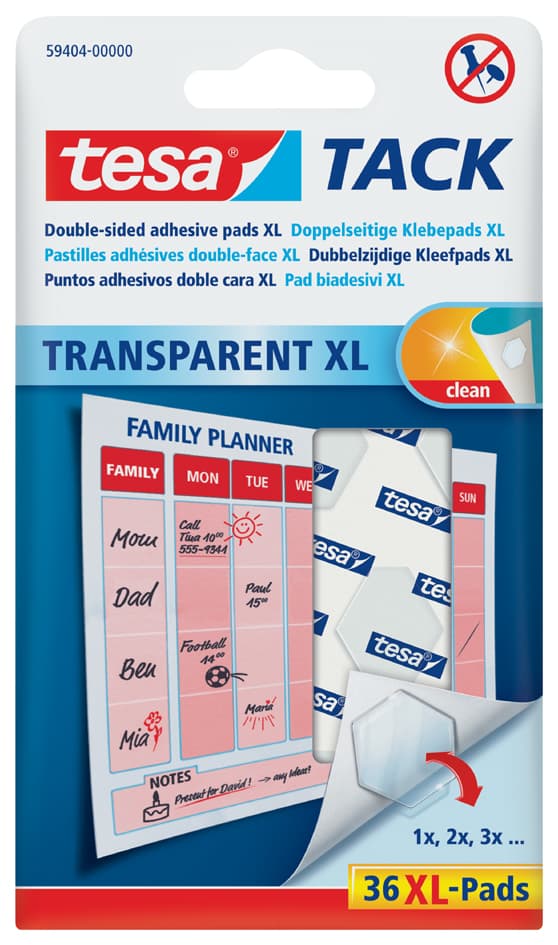 Tesa Tack Klebepads Xl, Transparent, Beidseitig Klebend