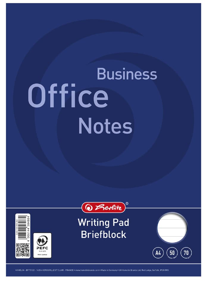 Herlitz Briefblock , Business Office Notes, , Din A4, Liniert