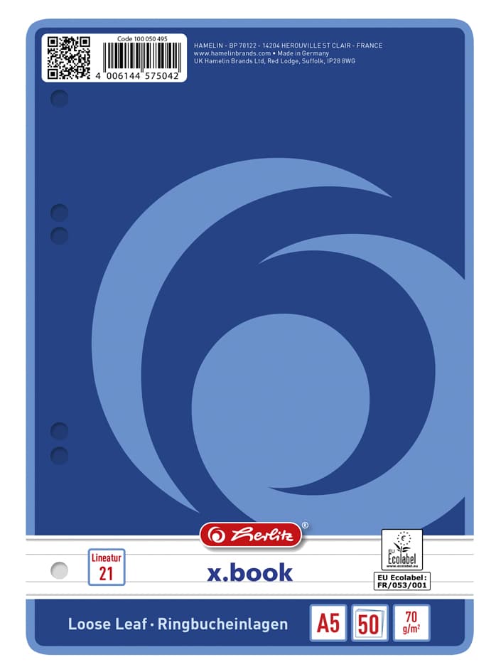 Herlitz Ringbucheinlagen X.Book, Din A5, Liniert