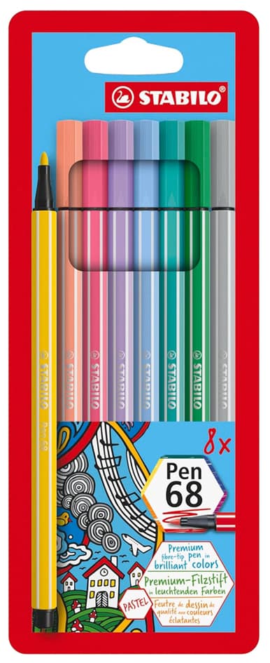 Stabilo Fasermaler Pen 68 Pastel, 8er Kartonetui