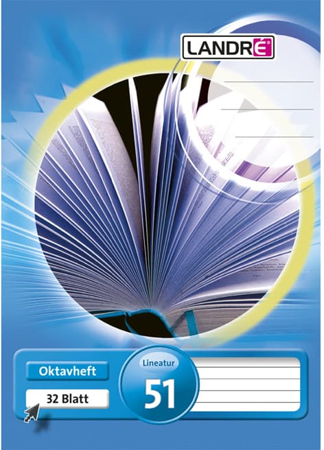 Landré Oktavheft Din A6, Liniert, 70 G/Qm, 32 Blatt