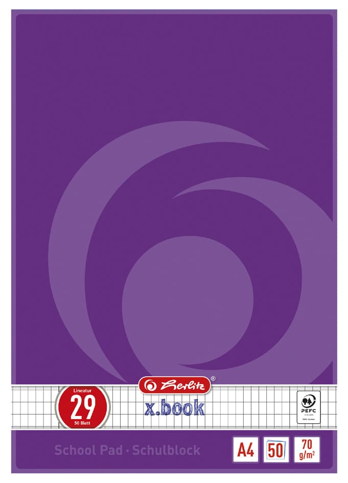 Herlitz Schulblock X.Book, Din A4, Lineatur 29 / Rautiert