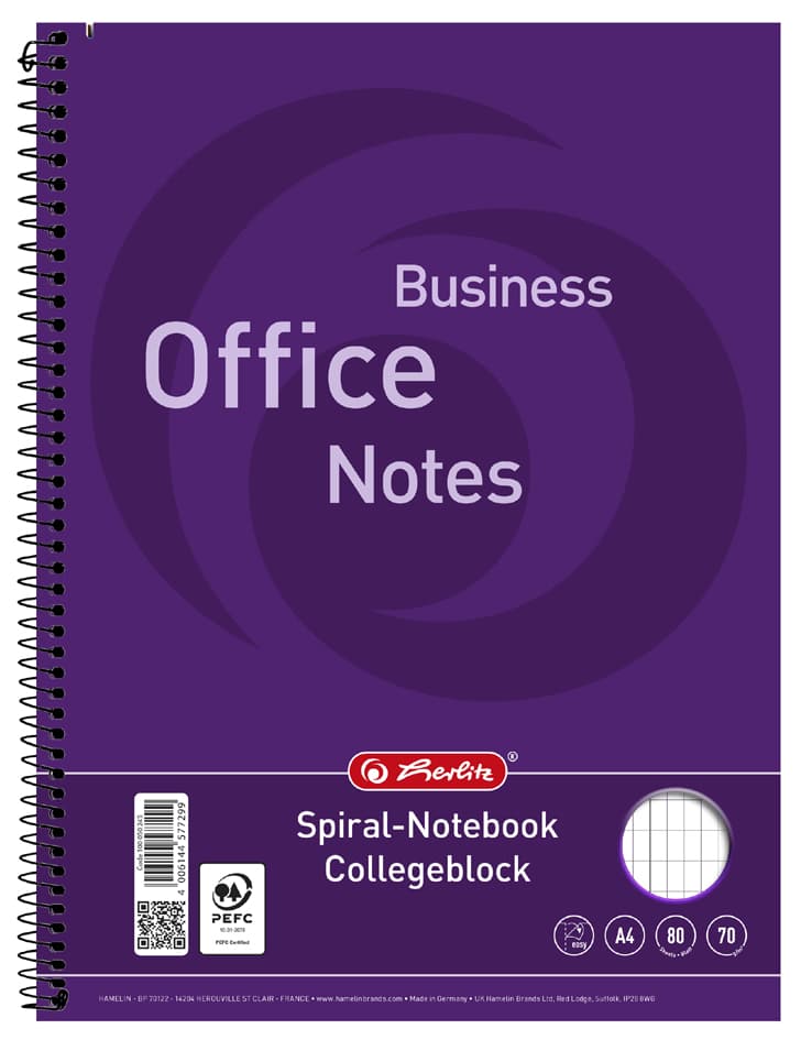 Herlitz Collegeblock Business Office Notes, Din A4, Rautiert