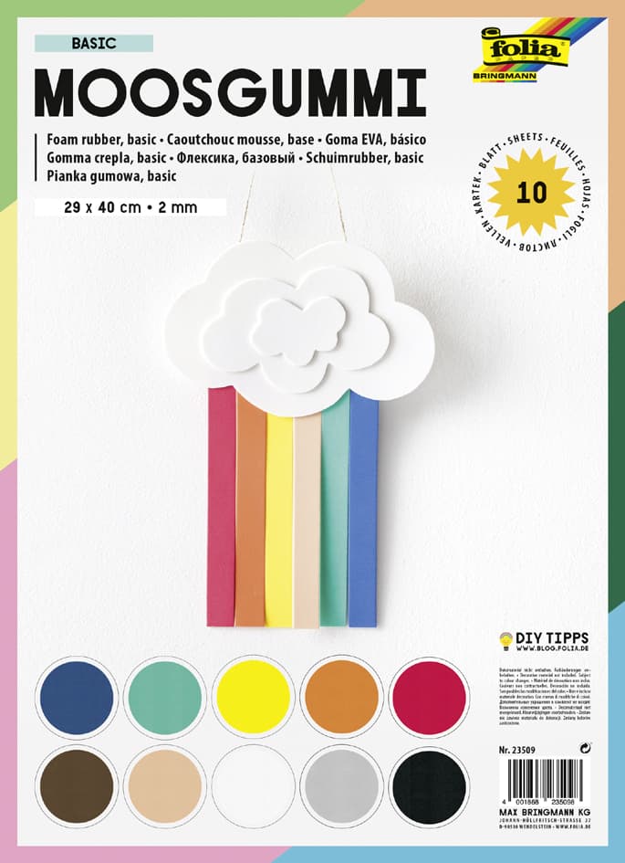 Folia Moosgummi, 290 X 400 Mm, 10 Blatt, Sortiert