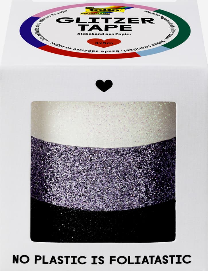 Folia Deko-Klebeband Glitzer-Tape, Weiß/Grau/Schwarz