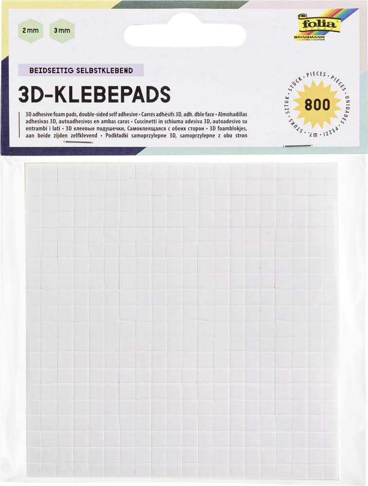 Folia 3d-Klebepads, 5 X 5 Mm, Weiß, Sortiert