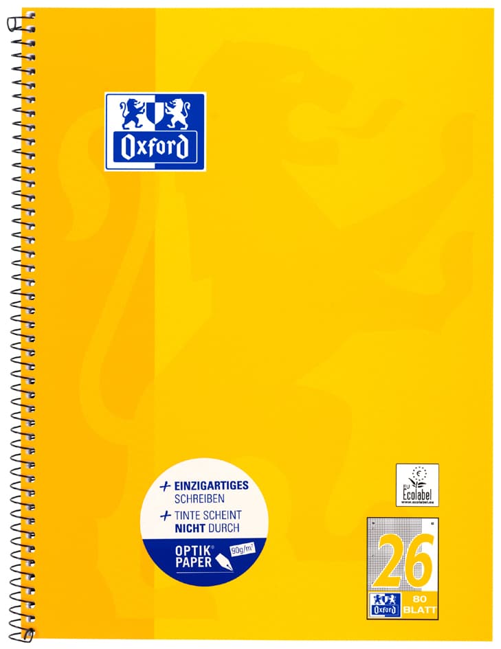 Oxford Collegeblock, Din A4+, Kariert, 80 Blatt