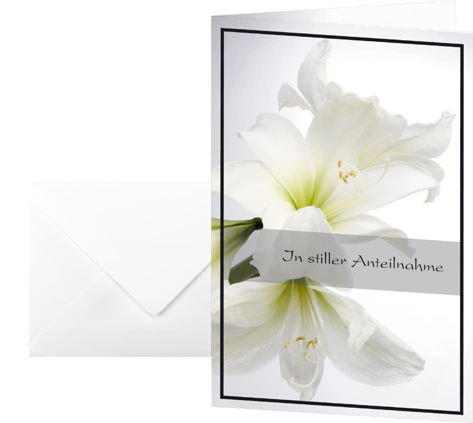 Sigel Trauerkarte , Weiße Amaryllis, , (B)115 X (H)170 Mm