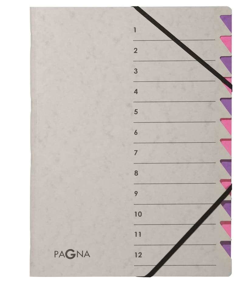 Pagna Ordnungsmappe , Easy Grey, , A4, 12 Fächer, Grau / Lila