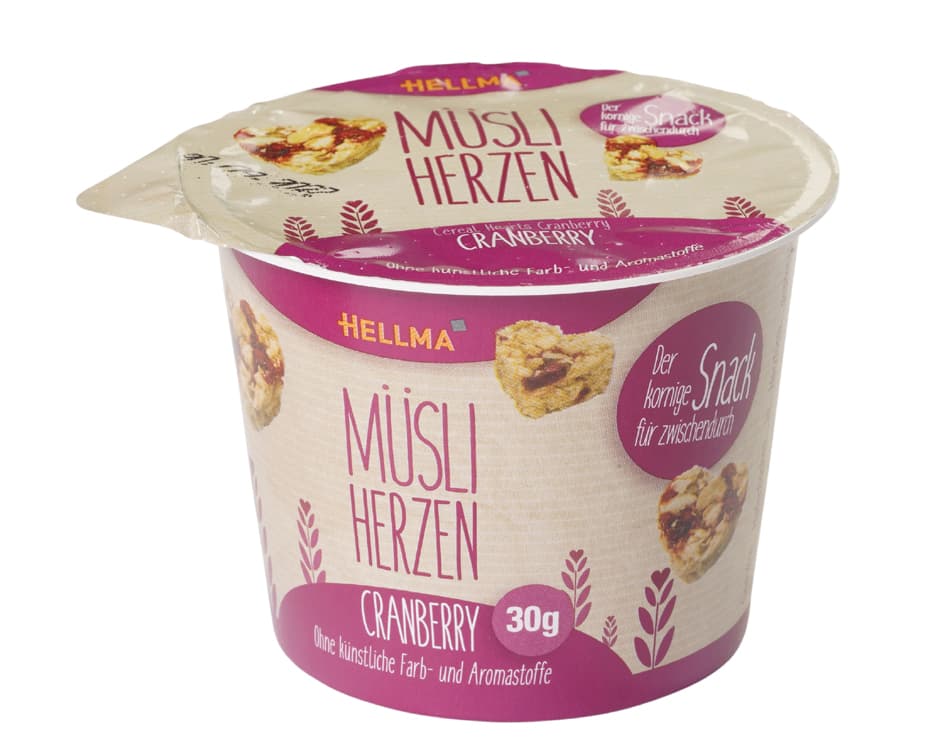Hellma Müsli-Herzen Cranberry, Im Portionsbecher