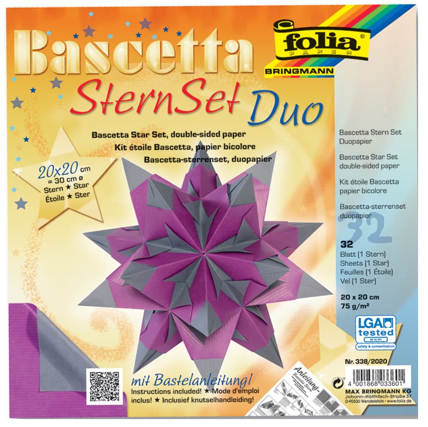 Folia Faltblätter Bascetta-Stern, 200x200 Mm, Lila/Anthrazit