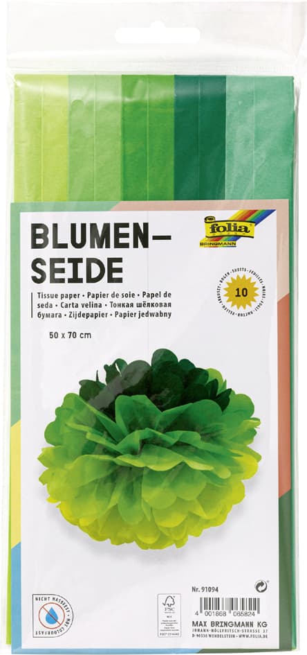 Folia Seidenpapier, (B)500 X (H)700 Mm, 20 G/Qm, Mix Grün