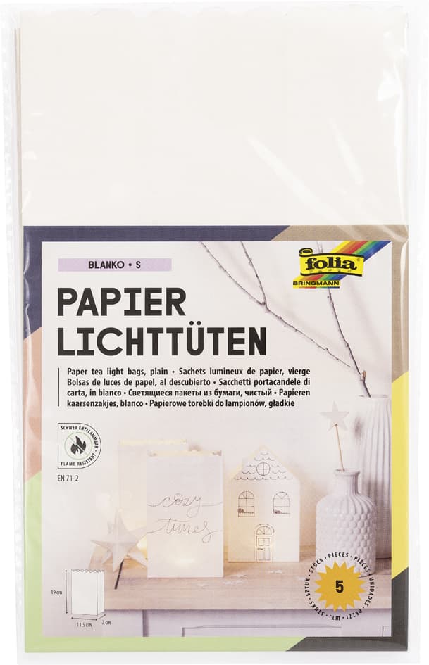 Folia Lichtertüte , Blanko, , Groß, Aus Papier, Weiß