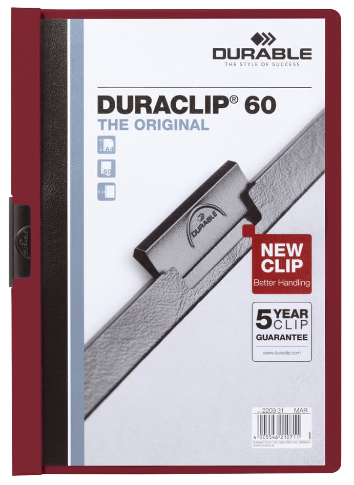 Durable Klemmhefter Duraclip Original 60, Din A4, Aubergine
