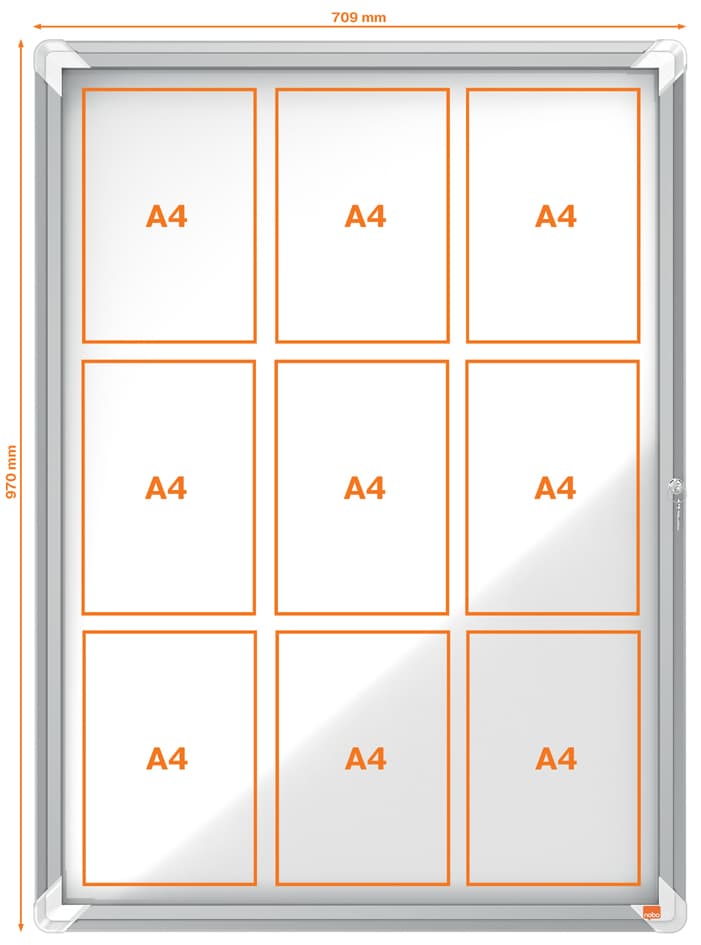 Nobo Schaukasten Premium Plus, Metall-Rückwand, 9 X Din A4