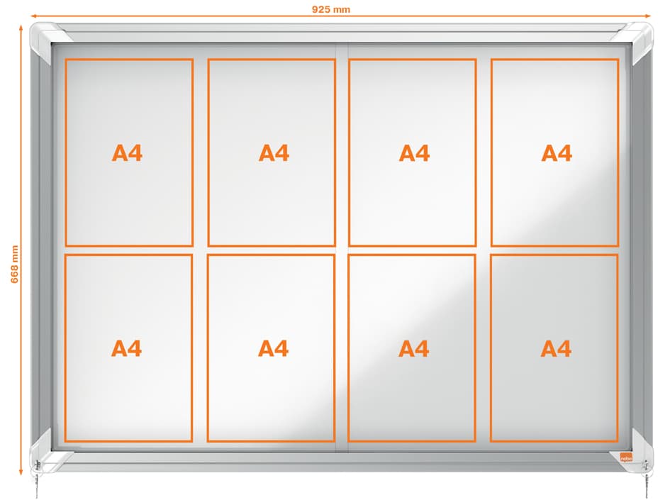 Nobo Schaukasten Premium Plus, Metall-Rückwand, 8 X Din A4