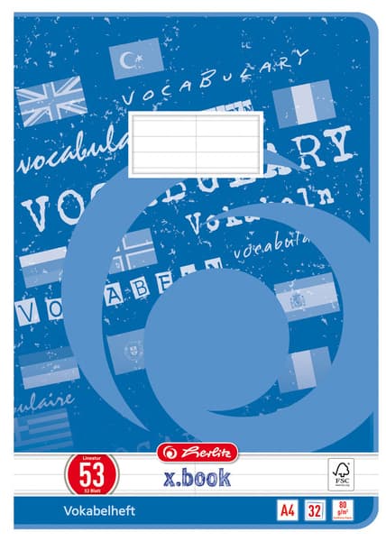 Herlitz Vokabelheft X.Book, Din A4, 2-Spaltig, 32 Blatt