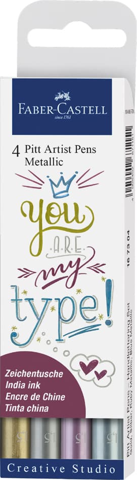 Faber-Castell Tuschestift Pitt Artist Pen, 4er Etui Metallic