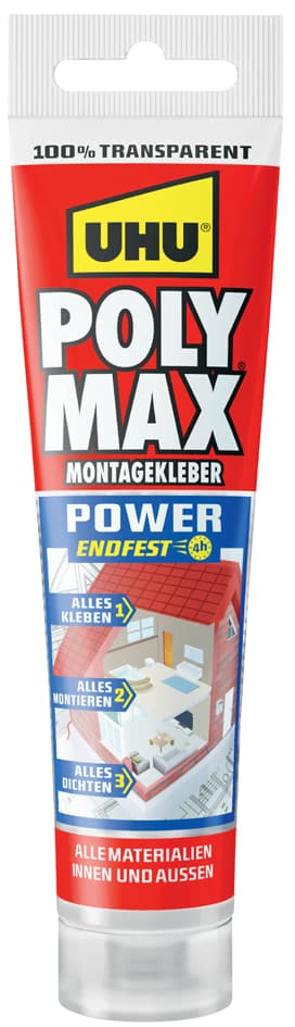 Uhu Montagekleber Polymax Power Endfest, Glasklar, 115 G