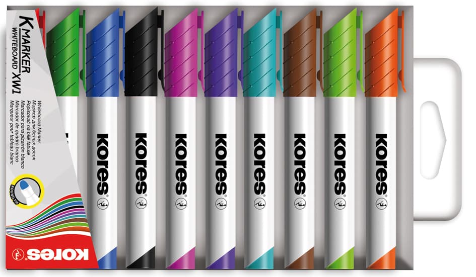 Kores Whiteboard-Marker K Marker Xw1, Rundspitze, 10er Etui